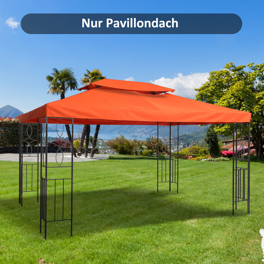 3x4m Gazebo Replacement Roof Canopy 2 Tier Top UV Cover Garden Patio Outdoor Sun Awning Shelters Rusty Red (TOP COVER ONLY)