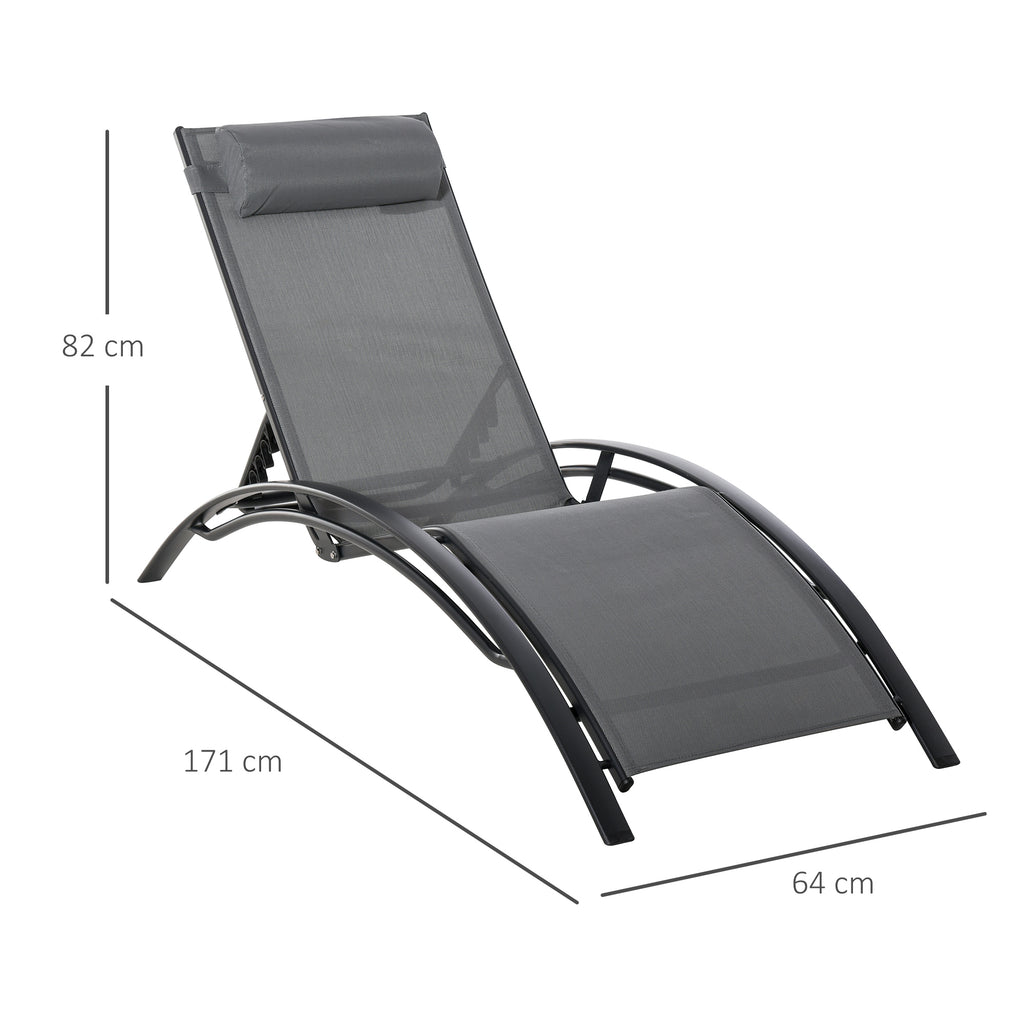 Gartenliege, Sonnenliege, verstellbare R¨¹ckenlehne, Aluminium, Grau