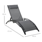 Gartenliege, Sonnenliege, verstellbare R¨¹ckenlehne, Aluminium, Grau