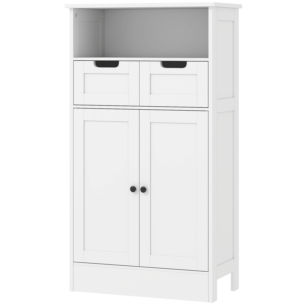 Badezimmerschrank mit 2 Schubladen, T¨¹r, 60 x 30 x 109 cm, Wei?