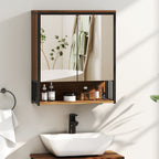 H?ngender Spiegelschrank f¨¹r Badezimmer, Badschrank aus MDF, Spanplatte, Braun