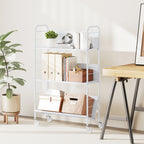 Bücherregal Aufbewahrungsregal mit 3 Ebenen, Rädern, Spielzeugregal für Schlafzimmer, 69 x 26 x 108 cm, Weiß
