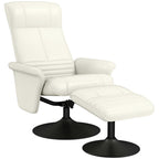 Relaxsessel, Fernsehsessel mit Hocker, drehbar, ergonomisch, Mikrofasertuchoptik, bis 150 kg, Cremeweiß