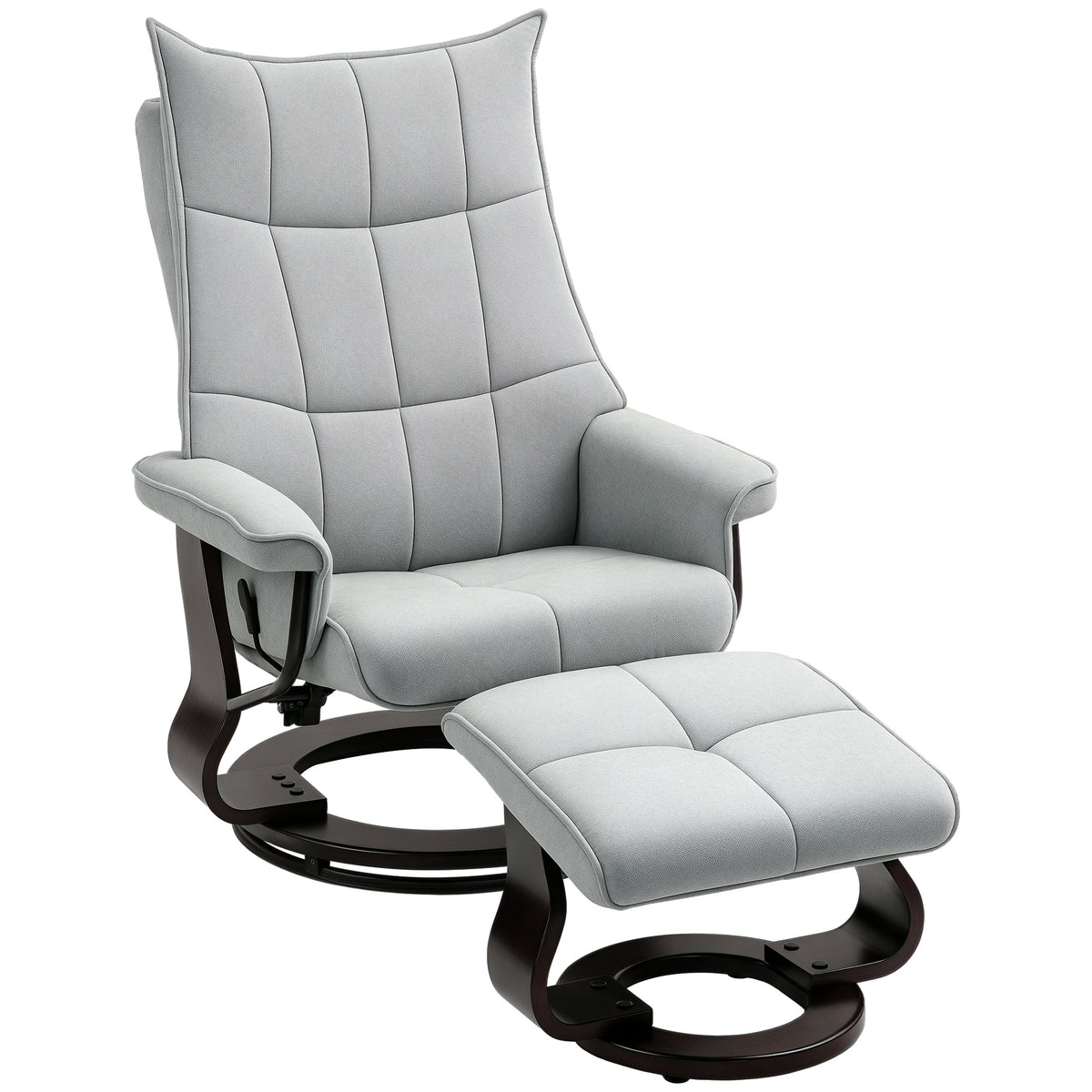 Relaxsessel mit Hocker, drehbar, Samtoptik, verstellbare Rückenlehne, bis 150 kg, Grau