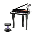 Keyboard Kinder mit 37 Tasten, Hocker Klavier mit Mikrofon, LED-Lehrmodus, Aufnahme, Piano Musikinstrument f¨¹r 3-6 Jahre Kinder Schwarz
