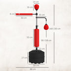 4-in-1 Boxing Punching Bag, Freestanding with 2 Speed Bals, 360° Reflex Bar, 160-230cm Adjustable Height, Red