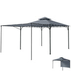 Pavillon 3,2x3,2 m Stabil Winterfest Gartenpavillon mit ausziehbaren Dachüberstand, Doppeldach Dunkelgrau