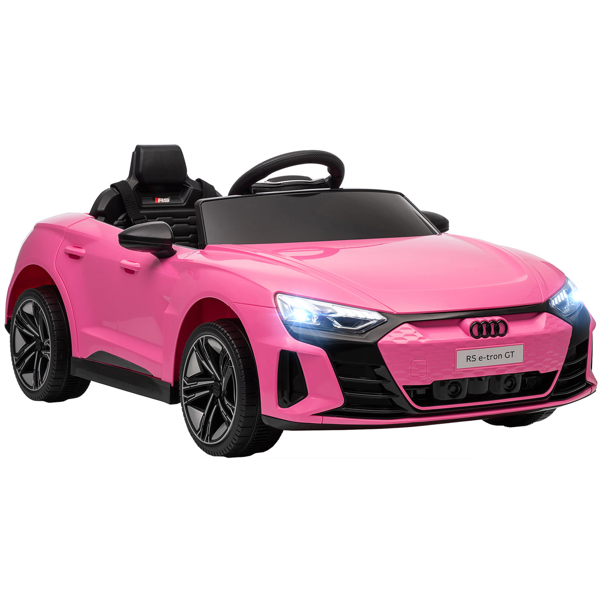 Kinder-Elektroauto mit Fernbedienung, Sicherheitsgurt, Hupe, Musik, Scheinwerfer, bis 5 km/h, 3-5 Jahre, Rosa