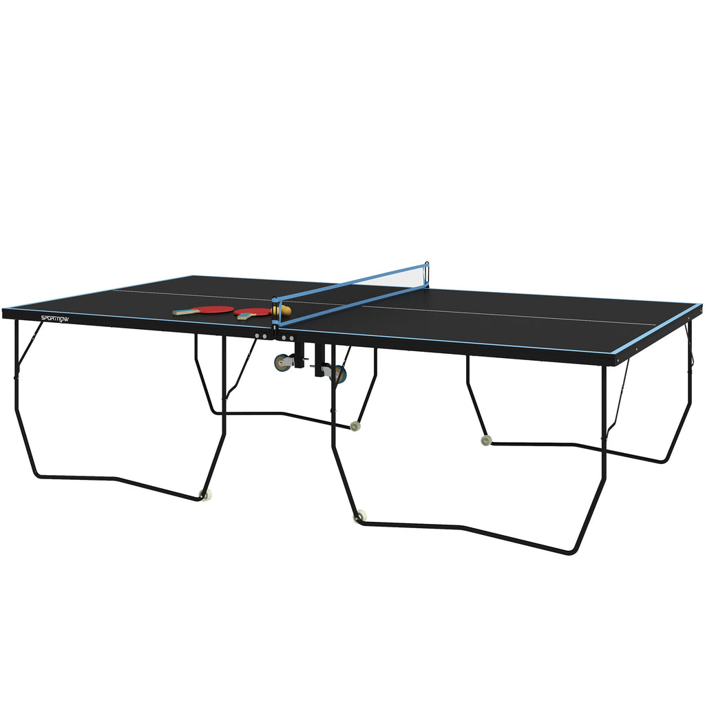 Tischtennisplatte, klappbar, 8 R?der, pulverbeschichteter Stahlrahmen, MDF, 274 x 152,5 x 76 cm, Schwarz