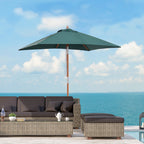 2m Tilting Wooden Pole Parasol - Green
