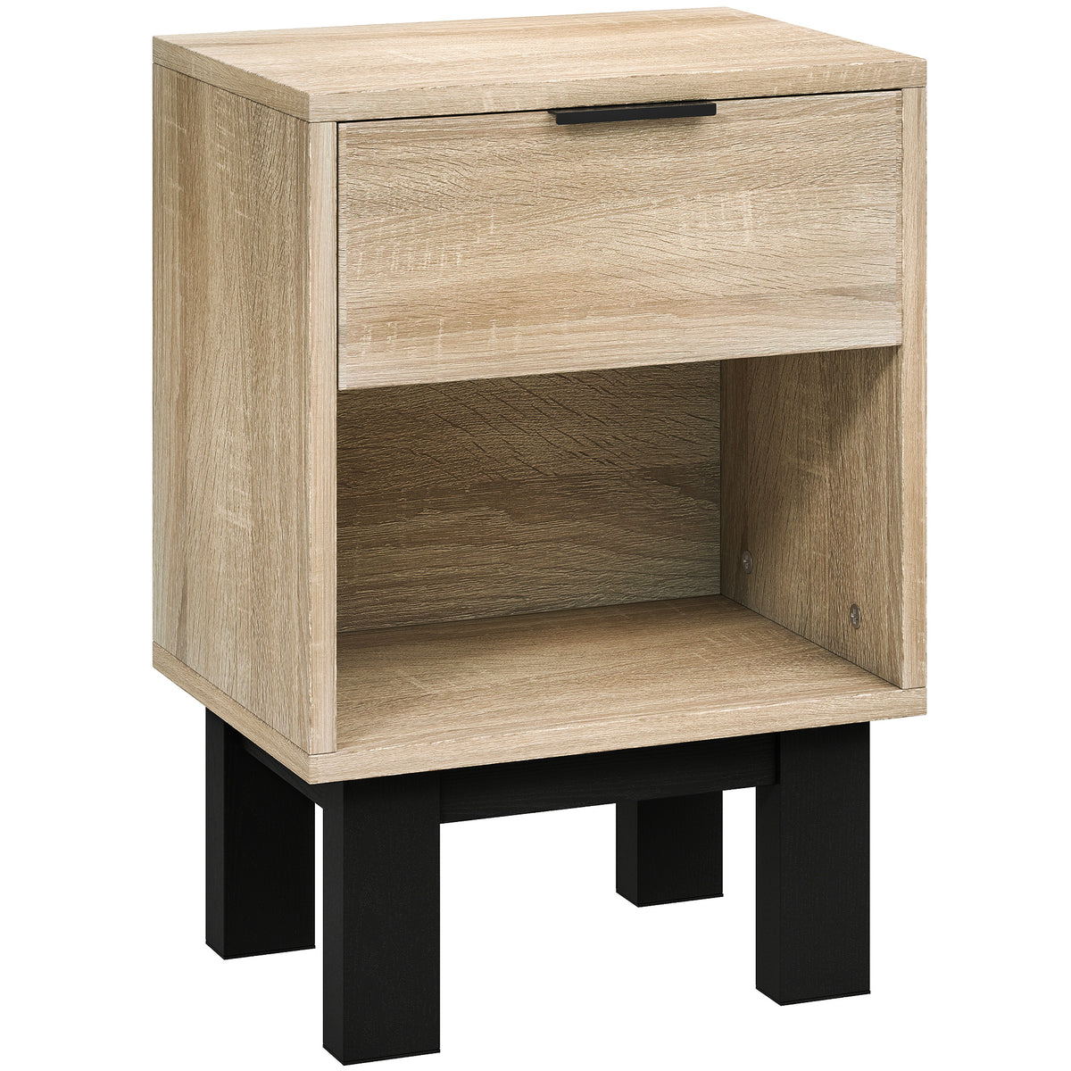 Nachttisch, Nachtschrank mit Schublade, offenes Fach, Nachtkommode f¨¹r Schlafzimmer, Wohnzimmer, 35 x 26 x 50 cm, Eiche