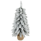 Künstlicher Weihnachtsbaum, 90 cm (3 ft), schlanker Pencil-Baum mit 107 Zweigspitzen, Jutebasis, Weiß