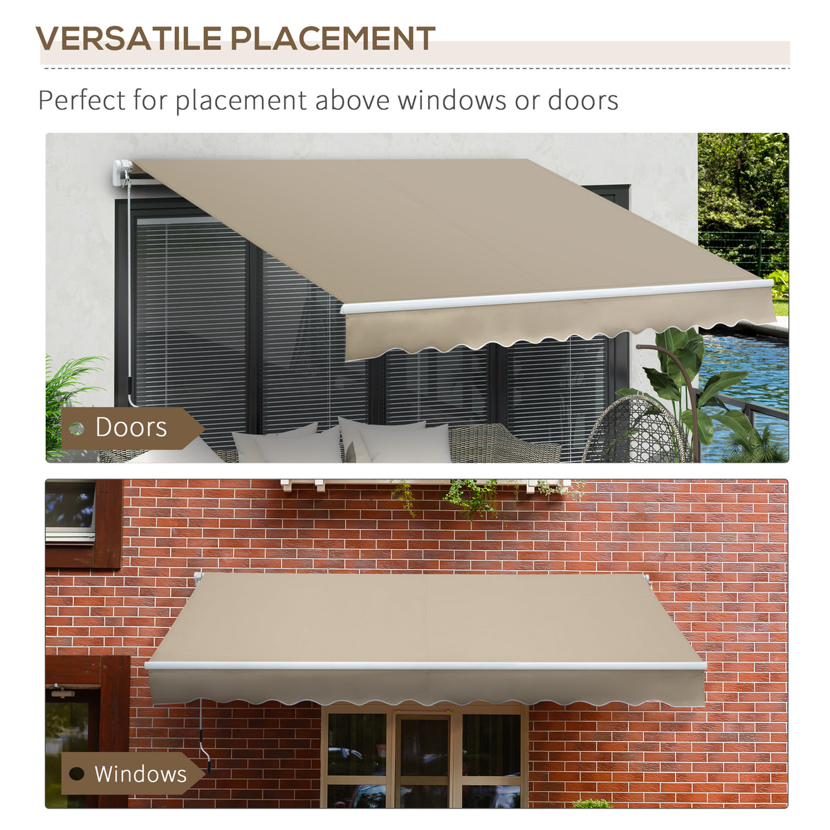 Gelenkarmmarkise Verstellbare Klemmmarkise Terrassenmarkise 3,95 x 3m Sonnenschutz mit Kurbel, Balkonmarkise, Beige
