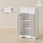Badezimmerschrank schmal mit 2 Schubladen 60 x 30 x 108 cm Weiß