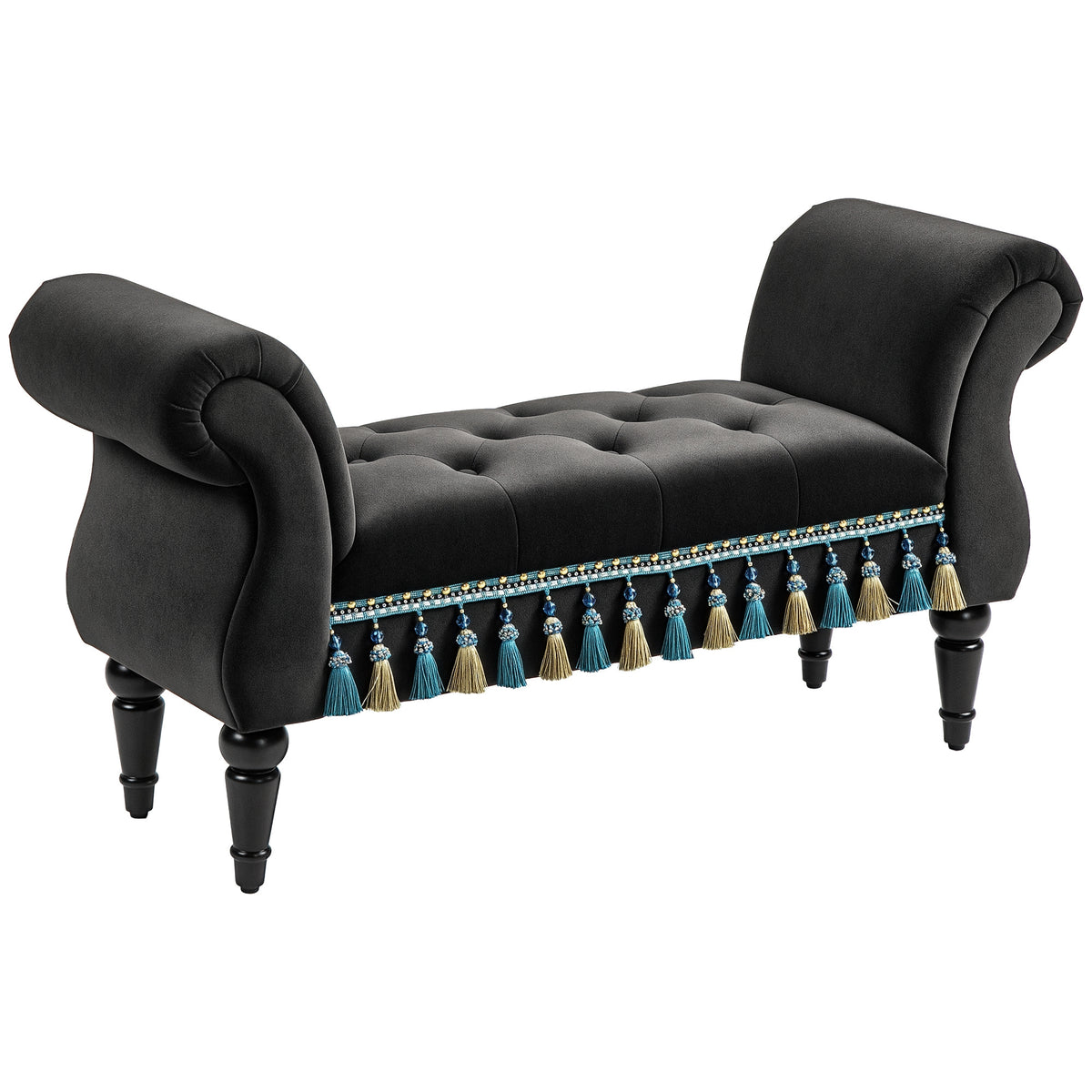 Polsterbank, Sitzbank, Vintage-Design, bis 150 kg, 117x40x58 cm, Dunkelgrau