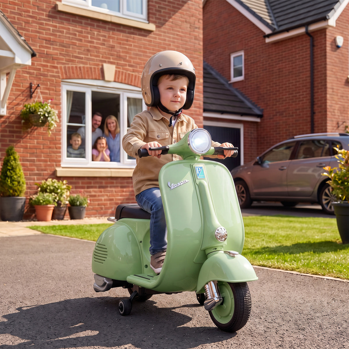 Elektro Motorrad Kinder VESPA 6V Elektromotorrad Lithium-Akku Grün
