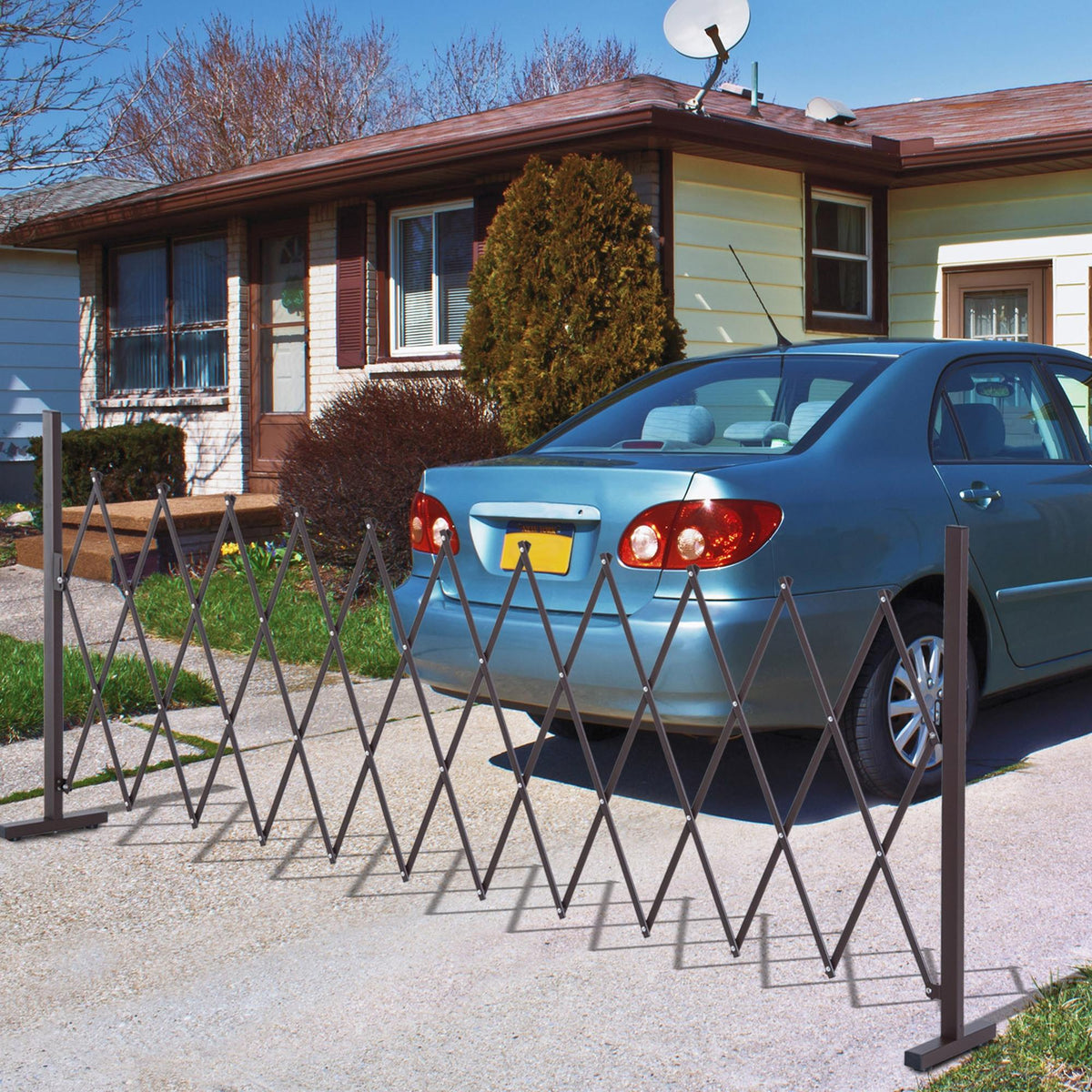 Expanding Trellis Fence, Freestanding Movable Fence, Foldable Garden Screen Panel, 300 x 103.5 cm, Dark Brown