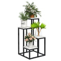 Blumenregal, 4 Etagen, Indoor & Outdoor, Metallrahmen, 34L x 34B x 70H cm, Schwarz+Wei?