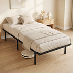 Bettgestell, 90 x 200 cm Metallbett mit Stauraum unter dem Bett, Metallgestell mit Lattenrost, kein Boxspring nötig
