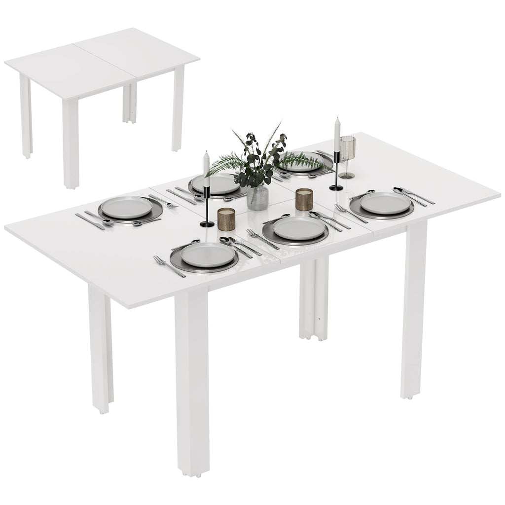 Ausziehbarer Esstisch, 120-160 x 70 cm, verstellbarer Küchentisch für 4-6 Personen, MDF, Hochglanzweiß