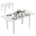 Ausziehbarer Esstisch, 120-160 x 70 cm, verstellbarer Küchentisch für 4-6 Personen, MDF, Hochglanzweiß