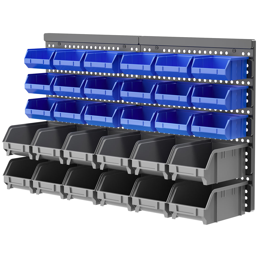 Sch¨¹ttenregal, Werkstattmagazin, 30 Boxen in 2 Gr??en, stapelbar, 63x18x37,5cm, Blau