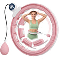 Smart Weighted Hula Hoop, Massage Hula Ring w/ 16 Detachable Knots, 360° Auto-Rotating Ball, Digital Counter, Pink