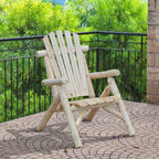 Outdoor Classic Wooden Adirondack Deck Outdoor Patio Lounge Chair with Ergonomic Design Fir Wood Frame, Natural Wood