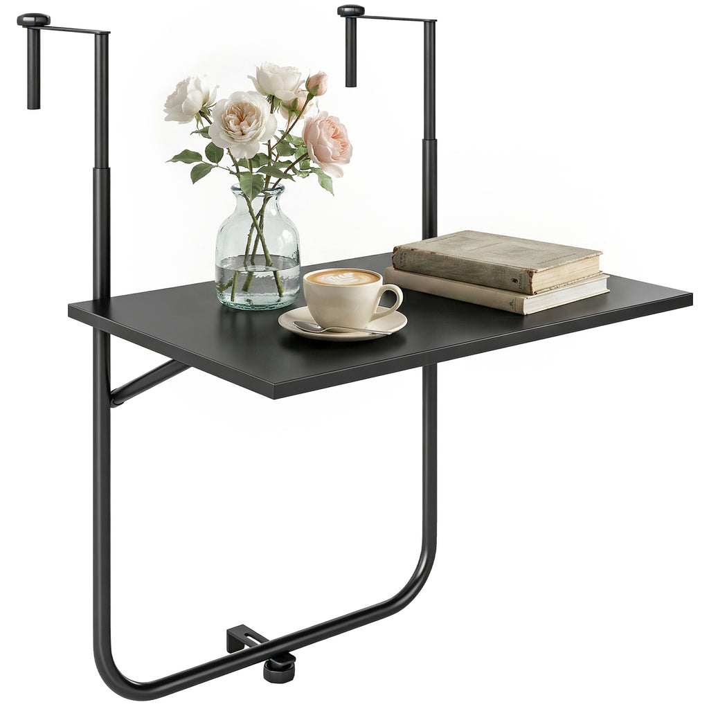 Balkontisch, f¨¹r Gel?nder 6-15cm Dicke, verstellbar, rostfreies Metall, 62x60x85,5cm, Schwarz