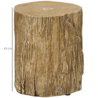 Tree Stump End Table, Round Concrete Side Table for Indoor and Outdoor Use, Natural Wood Effect