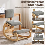 Ergonomischer Kniestuhl mit Rückenlehne, Cord-Optik, Grau