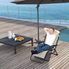 Sonnenliege klappbar Gartenliege mit Kopfkissen, 5-Fach verstellbare R¨¹ckenlehne bis 120 kg belastbar Beige
