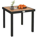 78 cm Garden Dining Table for 4 People, Square Outdoor Coffee End Side Table with Aluminium Legs, Natural Wood Finish