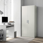 Five Shelf Lockable Steel Office Cabinet - White