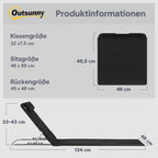 Strandliege Sonnenliege Gartenliege, klappbar, verstellbare R¨¹cklehne, Seitentasche, 48 cm x 134 cm x 33-43 cm, Schwarz