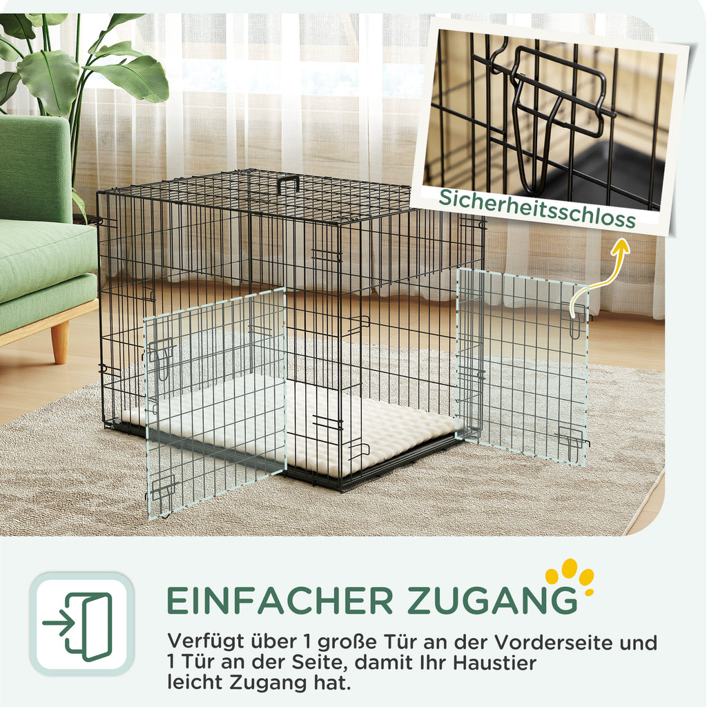 Hundekäfig klappbar für kleine Hunde 75 x 48,5 x 53 cm Schwarz
