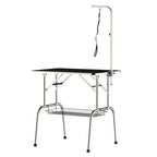Trimmtisch für Hunde Hundepflegetisch klappbar, Haustierpflegetisch mit höhenverstellbarem Galgen, Schlingen, Netzkorb, Schertisch bis 150 kg, 90 x 60 x 75 cm, Schwarz