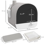 Hooded Cat Litter Box, Kitten Litter Tray, with Lid, Scoop, Filter, Flap Door, Light Grey