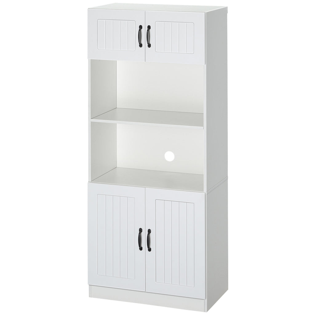 Küchenschrank Küchenbüffet Schrank, Landhausstil, 2 Schränke, 2 Regale, 70 cm x 40 cm x 170 cm Weiß + Schwarz
