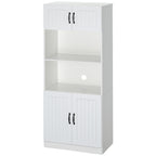 Küchenschrank Küchenbüffet Schrank, Landhausstil, 2 Schränke, 2 Regale, 70 cm x 40 cm x 170 cm Weiß + Schwarz