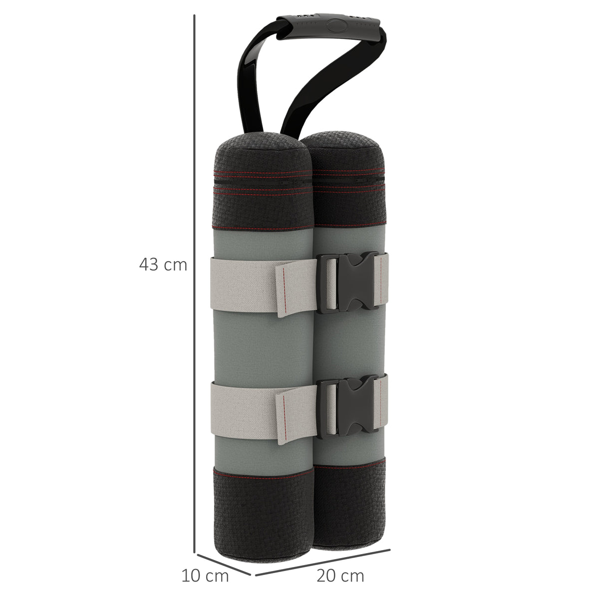Sands?cke f¨¹r Pavillons, 4er-Set, 48 kg, ohne Sand, mit Fixierriemen, wetterfest, Schwarz