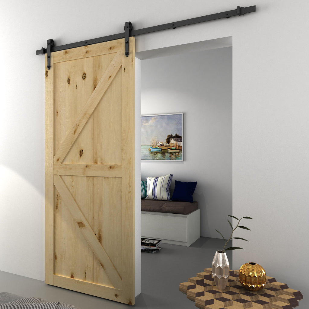 Schiebet¨¹r-Kit, rustikales Design, Kohlenstoffstahl, tr?gt bis zu 100 kg pro Paneel
