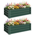 Set of Two 110 x 50 cm Steel Planter Boxes - Green