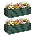 Set of Two 110 x 50 cm Steel Planter Boxes - Green
