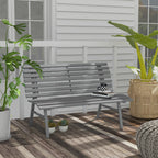 Gartenbank Sitzbank Parkbank, Lattendesign, wetterbeständig, Aluminium, 123 x 67 x 79 cm, Grau