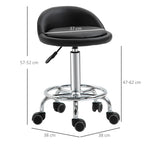 Rollhocker mit Rückenlehne 57-72 cm höhenverstellbar Drehhocker für Büro Salon Massage