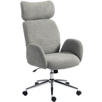 Bürostuhl mit verstellbarer Kopfstütze, ergonomischer Schreibtischstuhl, Kippfunktion, höhenverstellbar, Dunkelgrau