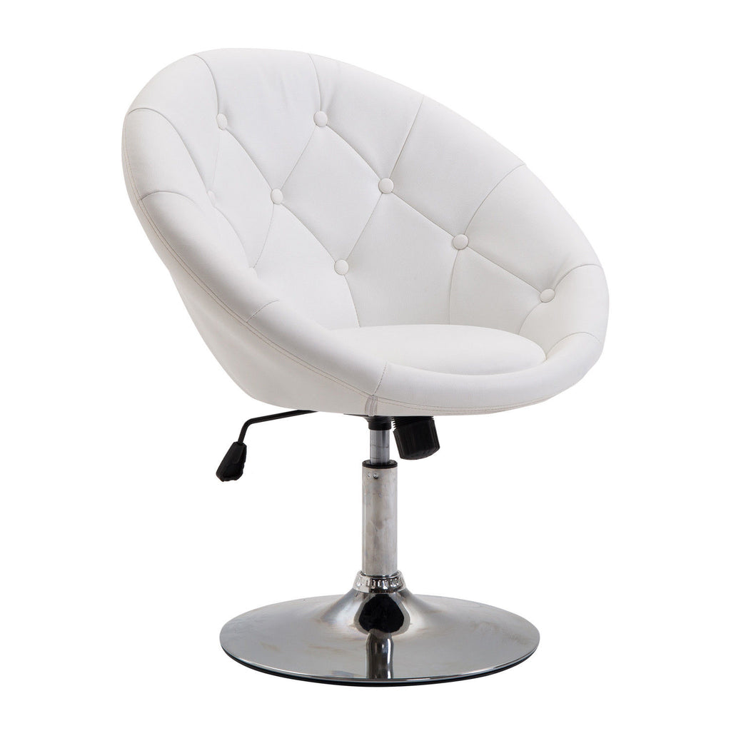 Sessel Wohnzimmer Loungesessel Relaxsessel mit Stahlbasis Lesesessel aus Kunstleder, Polstersessel für Schlafzimmer Weiß