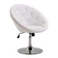Sessel Wohnzimmer Loungesessel Relaxsessel mit Stahlbasis Lesesessel aus Kunstleder, Polstersessel für Schlafzimmer Weiß