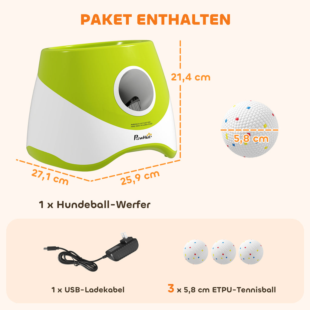 Automatischer Ballwerfer Interaktive Ballwurfmaschine mit 3 Bälle 3 Distanzen 6m/10 m/14m für kleine mittlere Hunde Grün